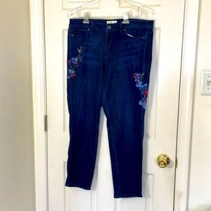 J. Jill Embroidered Dark Wash Jeans Size 12
